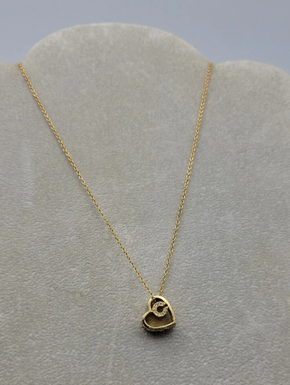 Coach Heart Pendant Necklace Gold Tone with Crystal Accent